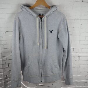 AMERICAN EAGLE OUTFITTERS VINTAGE FIT GREY FULL ZIP HOODED/HOODIE SWEATSHIRT